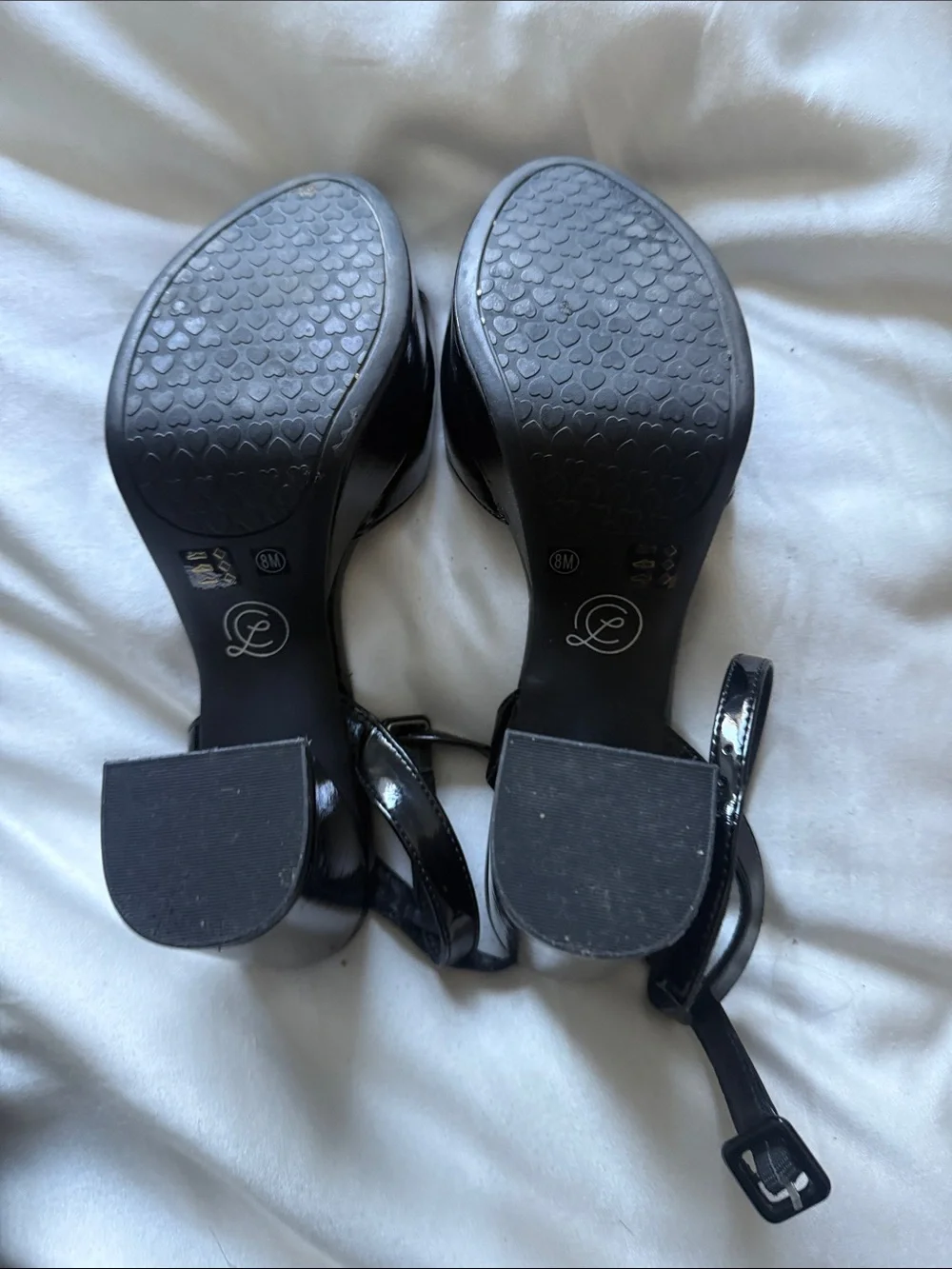 Chinese Laundry Black Patent Block Heel Sandals